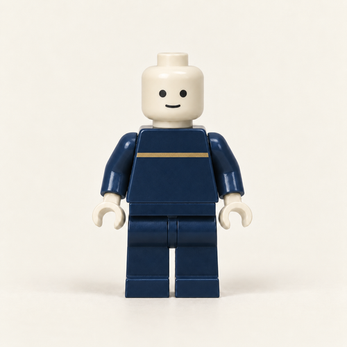 Sample archive minifigure with a brass line, front view.