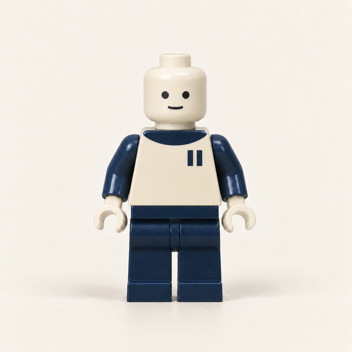 Sample archive minifigure with two printed marks, front view.