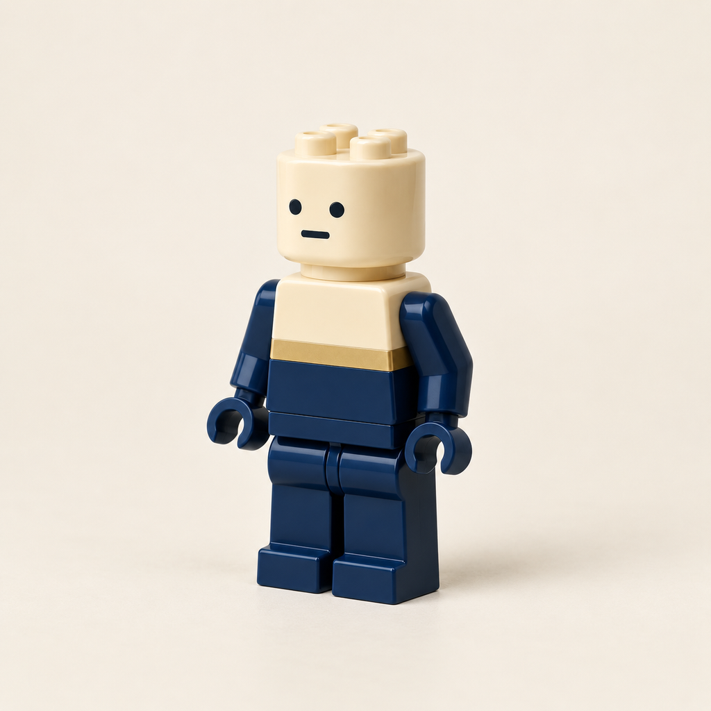 Sample patrol minifigure, three-quarter view